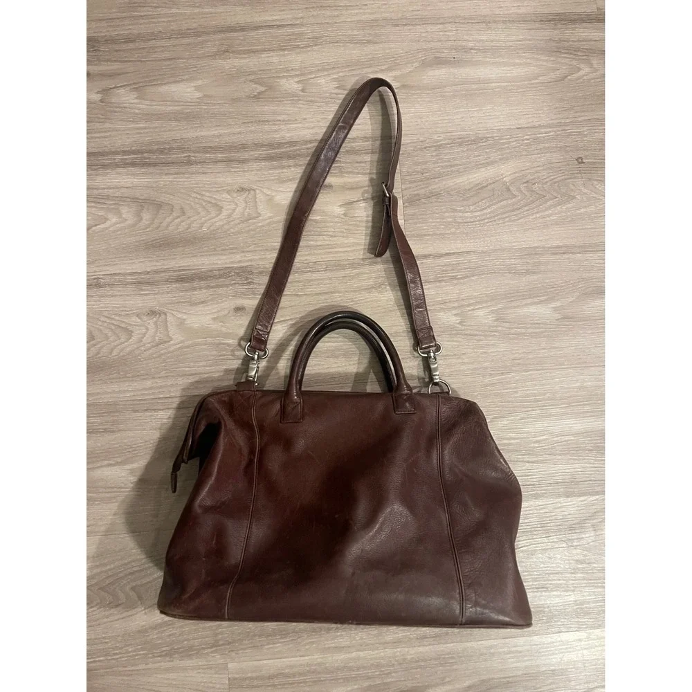 Vintage Leather J Jill Brown Satchel Large Tote Computer Bag Purse Teachercore